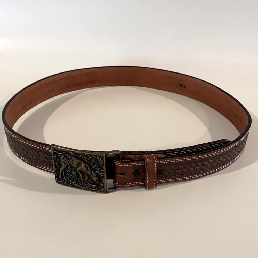 Euc Belt With Tech Ether Guild Solid Brass Buckle - image 1